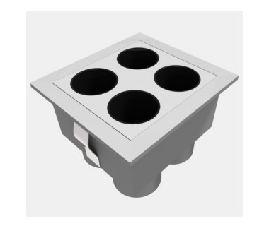 4-Bulb Square Mini Grid Light Inset with ON-OFF